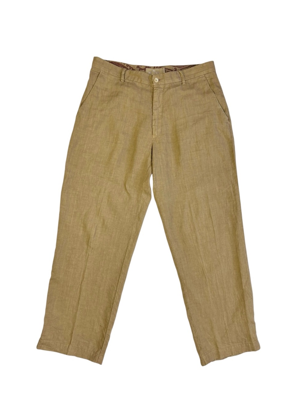 Etro Milano Tan Linen Made in Italy Pants size 48